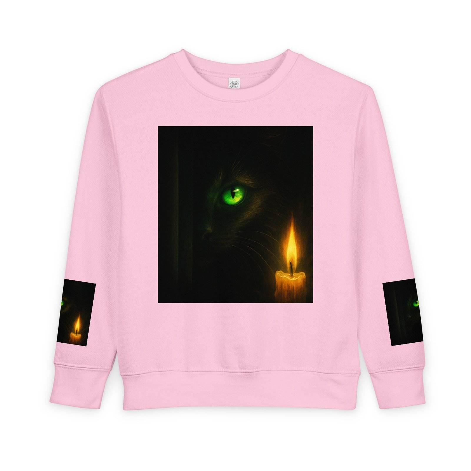 Toddler Sweatshirt - Green-Eyed Cat with Candle & Crown Graphic - Image 25