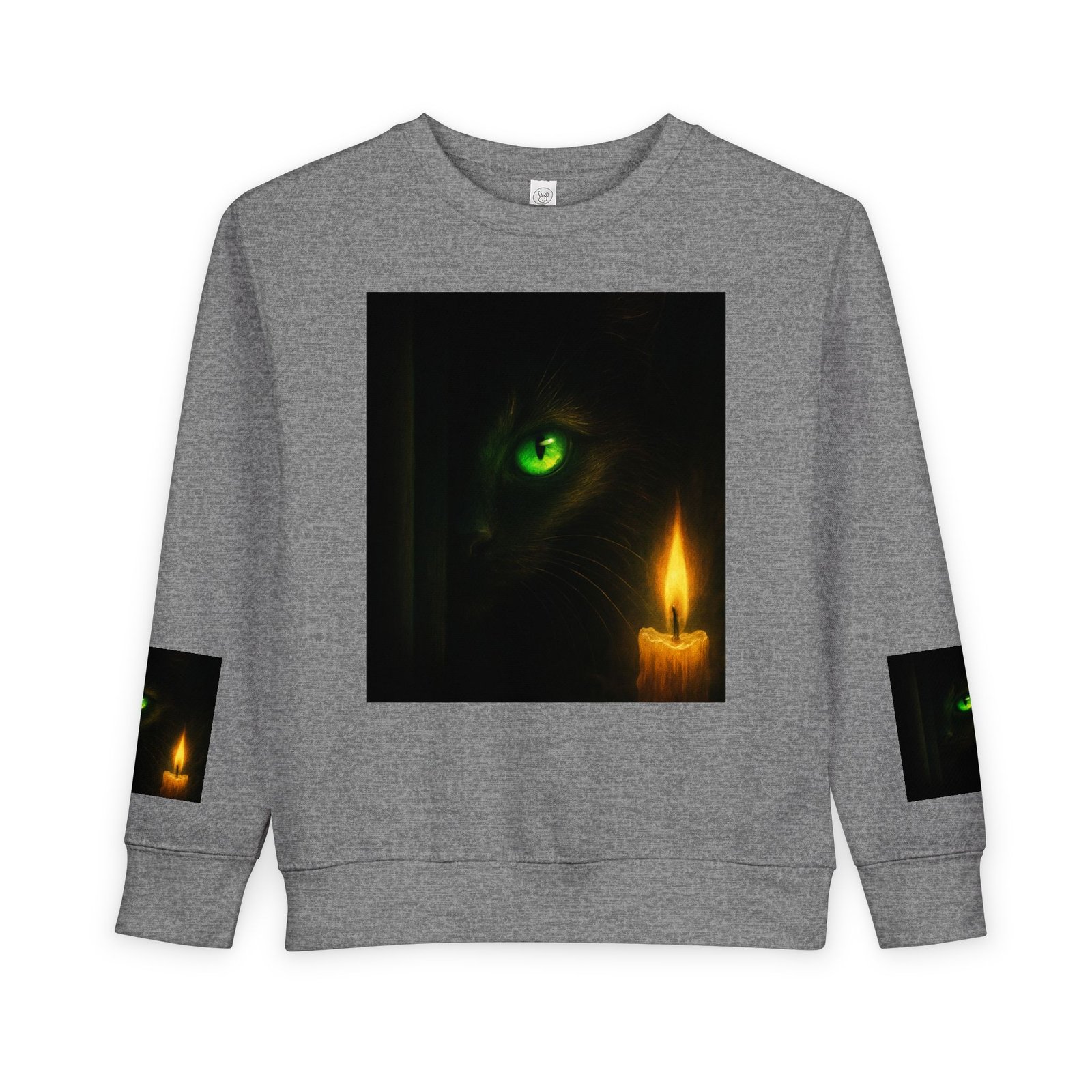 Toddler Sweatshirt - Green-Eyed Cat with Candle & Crown Graphic - Image 9