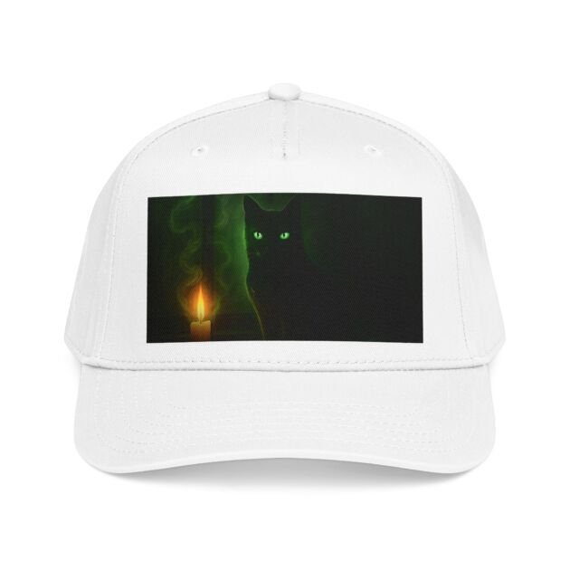 Black Cat & Candle Baseball Cap — Spooky Gothic Hat for Halloween