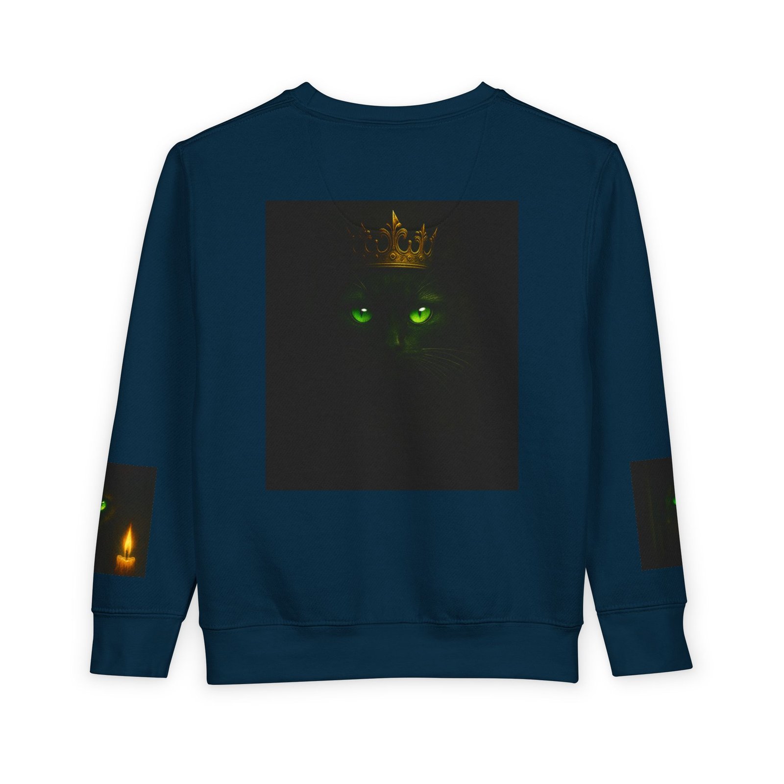 Toddler Sweatshirt - Green-Eyed Cat with Candle & Crown Graphic - Image 22