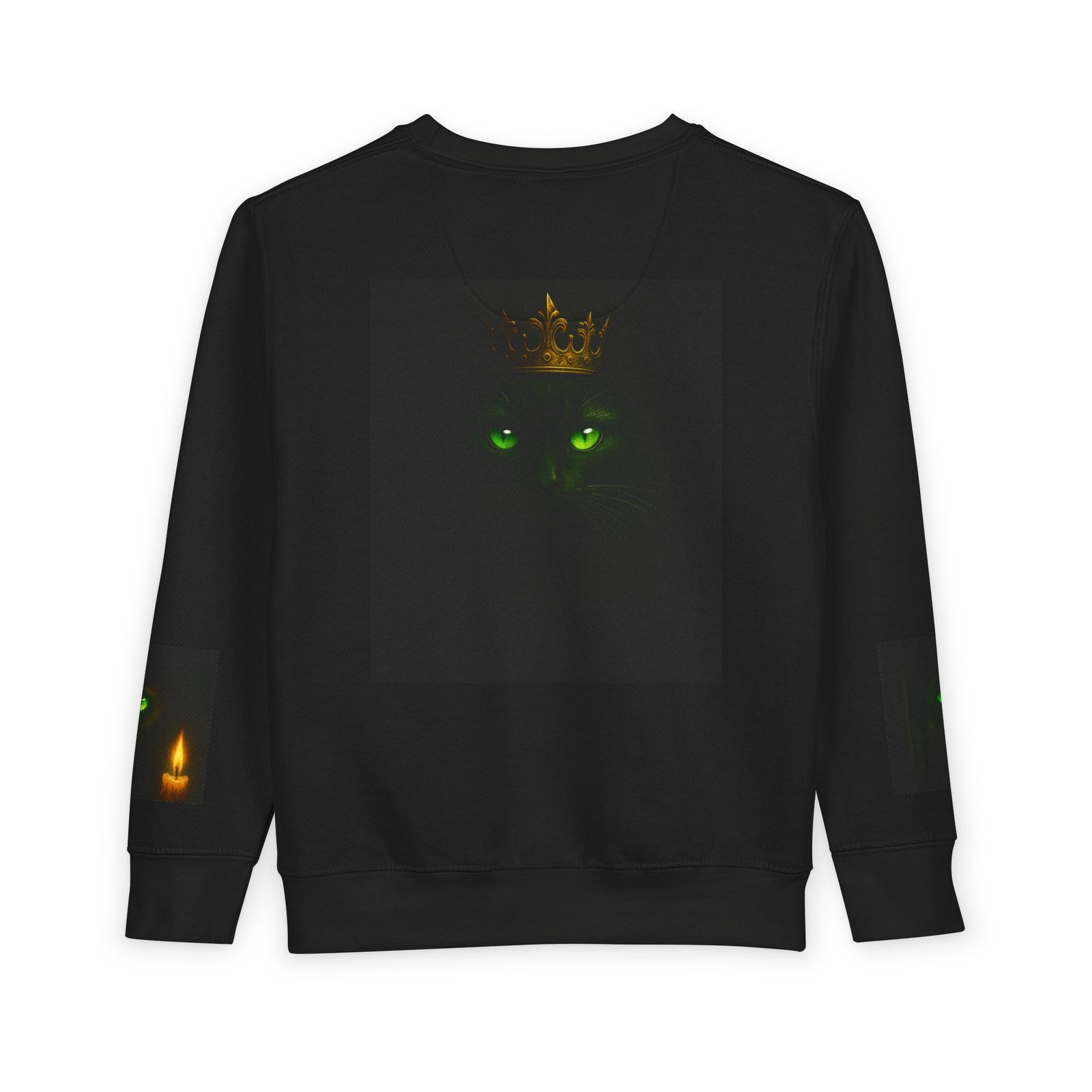 Toddler Sweatshirt - Green-Eyed Cat with Candle & Crown Graphic - Image 18