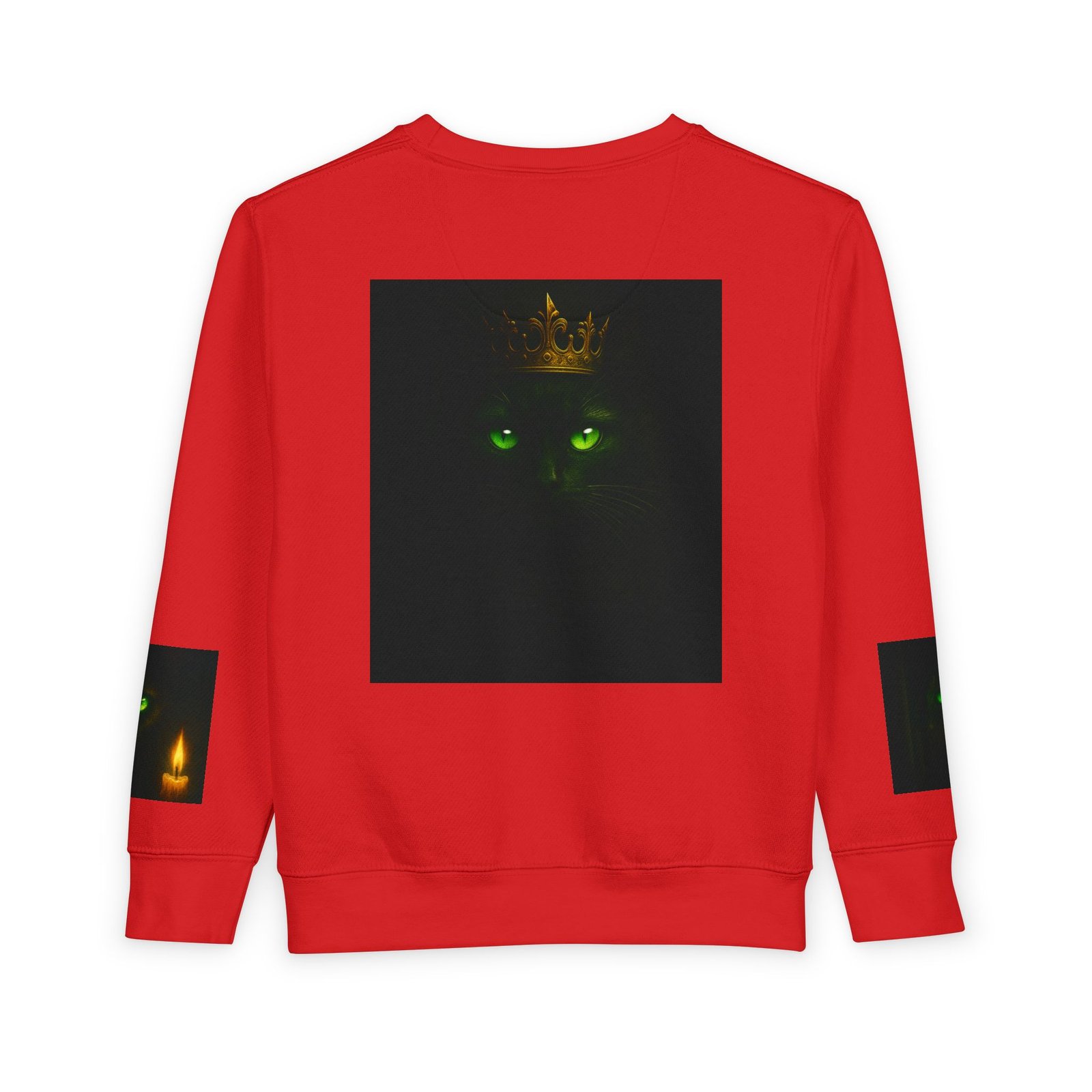 Toddler Sweatshirt - Green-Eyed Cat with Candle & Crown Graphic - Image 30