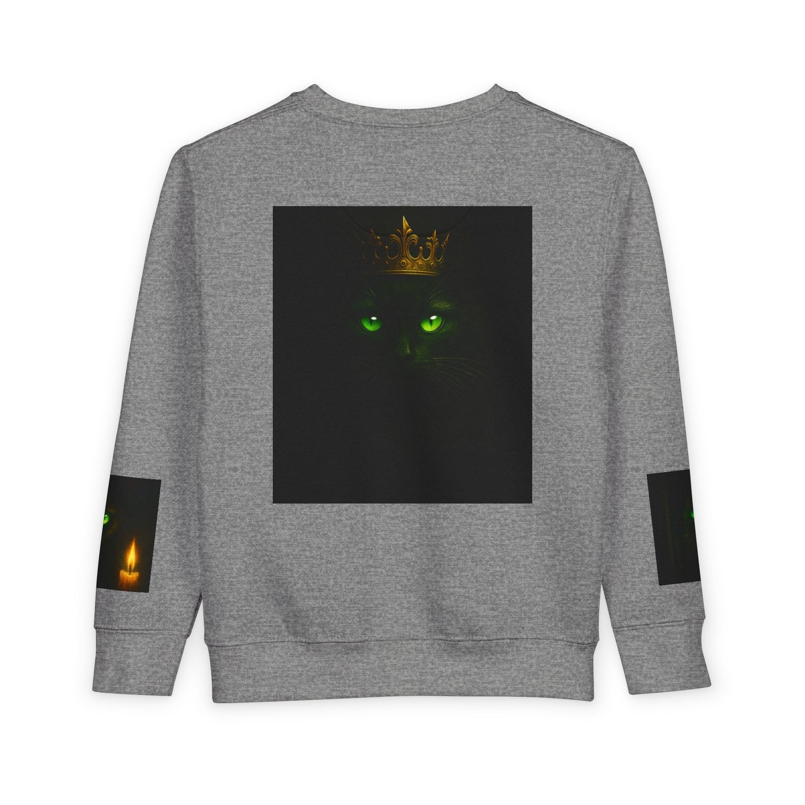 Toddler Sweatshirt - Green-Eyed Cat with Candle & Crown Graphic - Image 10