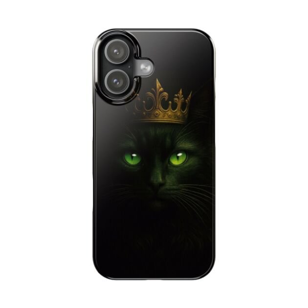 iPhone 17, Pro, Max Case - Regal Black Cat with Crown