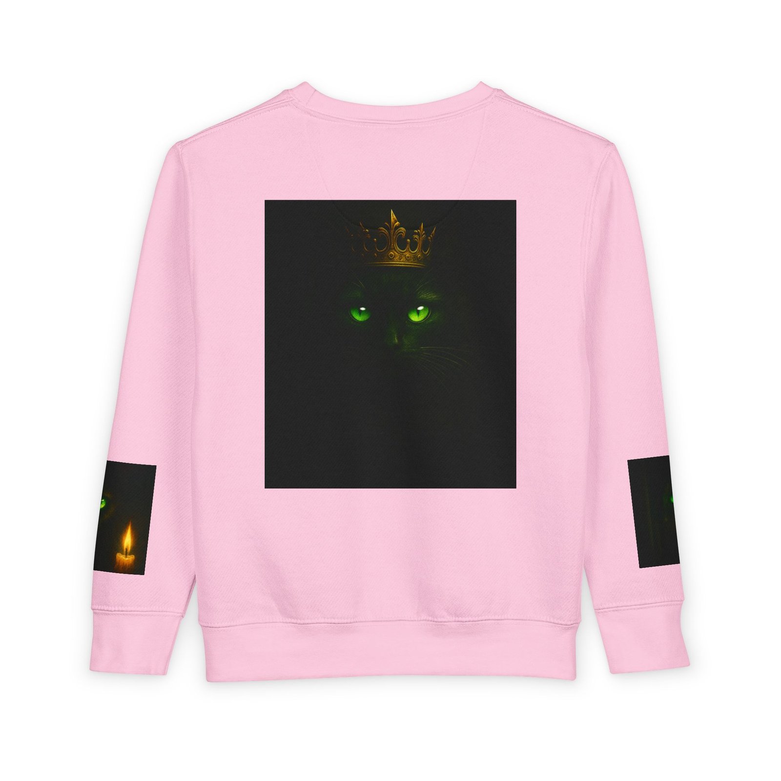 Toddler Sweatshirt - Green-Eyed Cat with Candle & Crown Graphic - Image 26