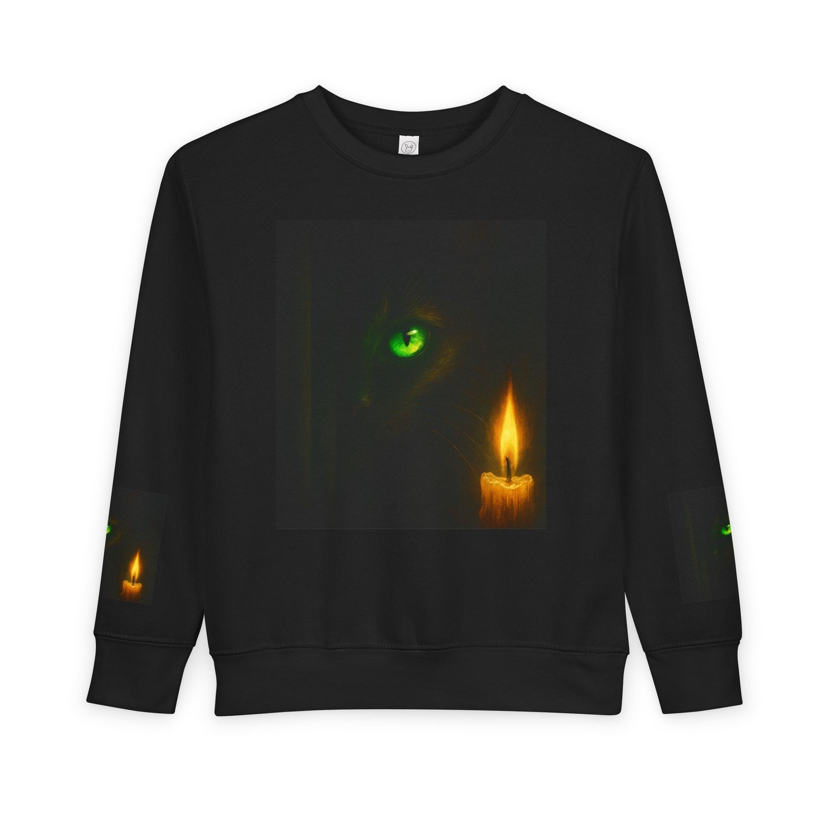 Toddler Sweatshirt - Green-Eyed Cat with Candle & Crown Graphic - Image 17