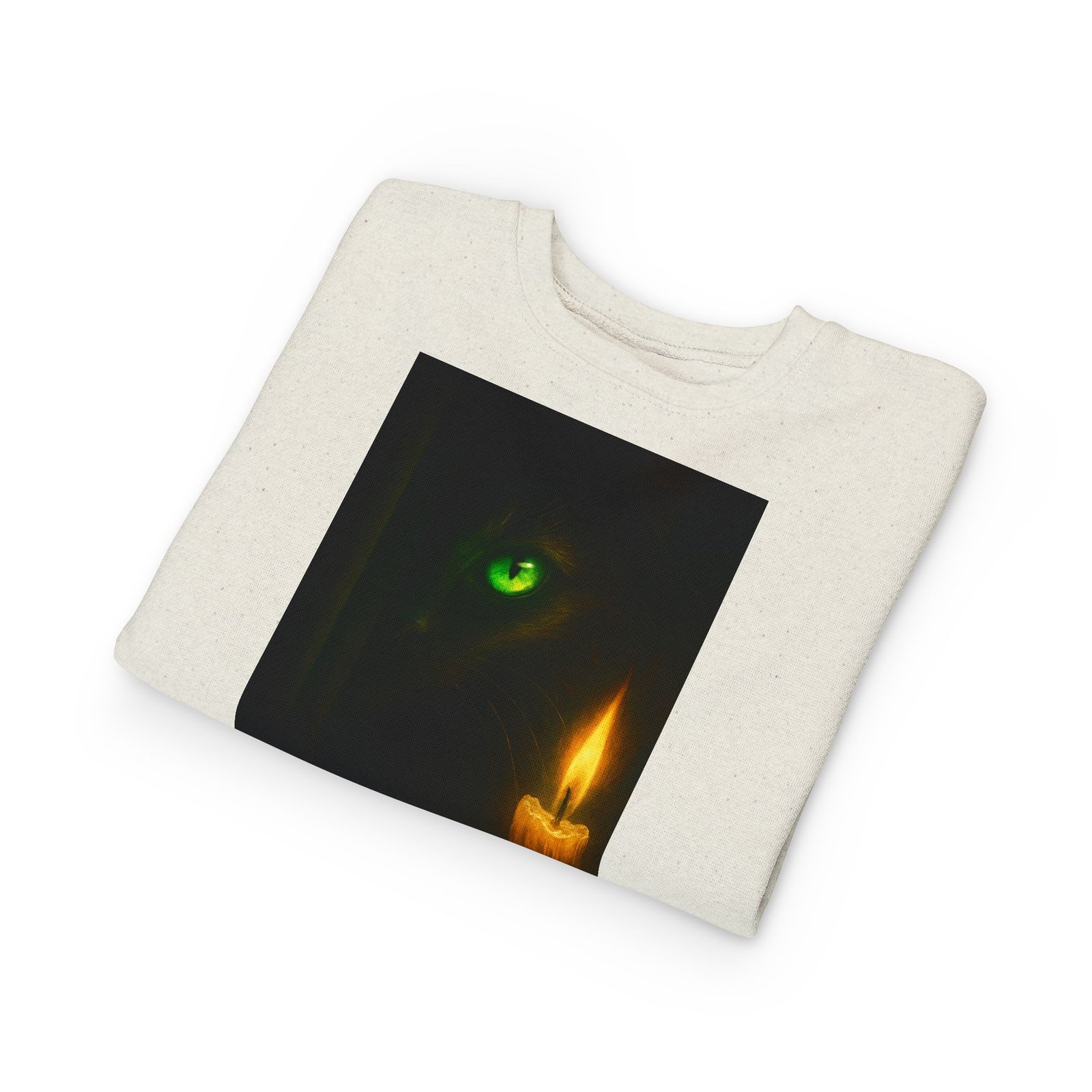 Toddler Sweatshirt - Green-Eyed Cat with Candle & Crown Graphic - Image 3