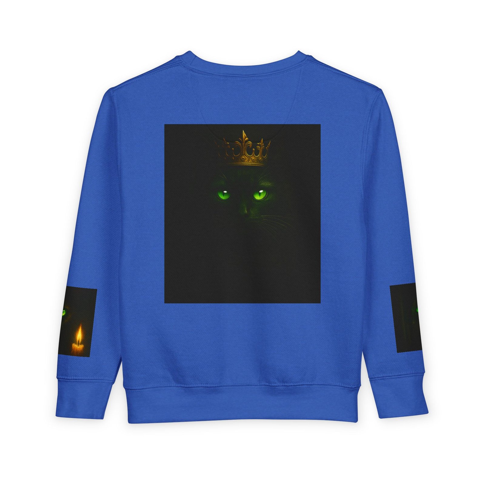 Toddler Sweatshirt - Green-Eyed Cat with Candle & Crown Graphic - Image 14