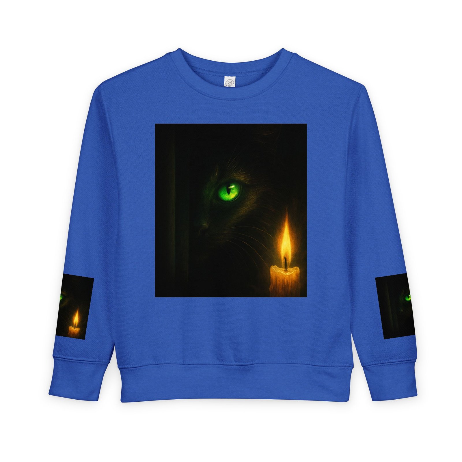 Toddler Sweatshirt - Green-Eyed Cat with Candle & Crown Graphic - Image 13