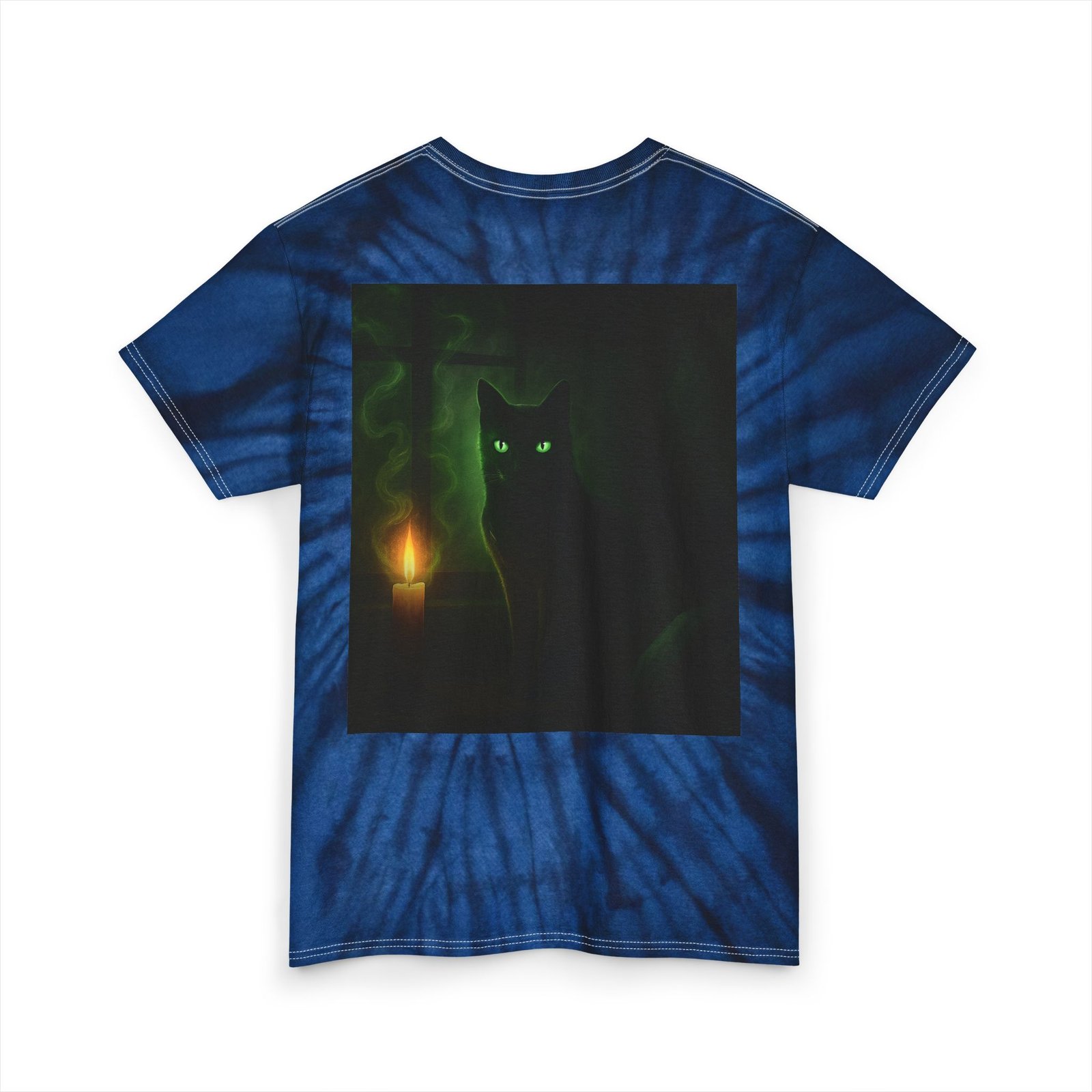 Black Cat Crown Tee — Green-Eyed Cat Graphic Tie-Dye T-Shirt - Image 2