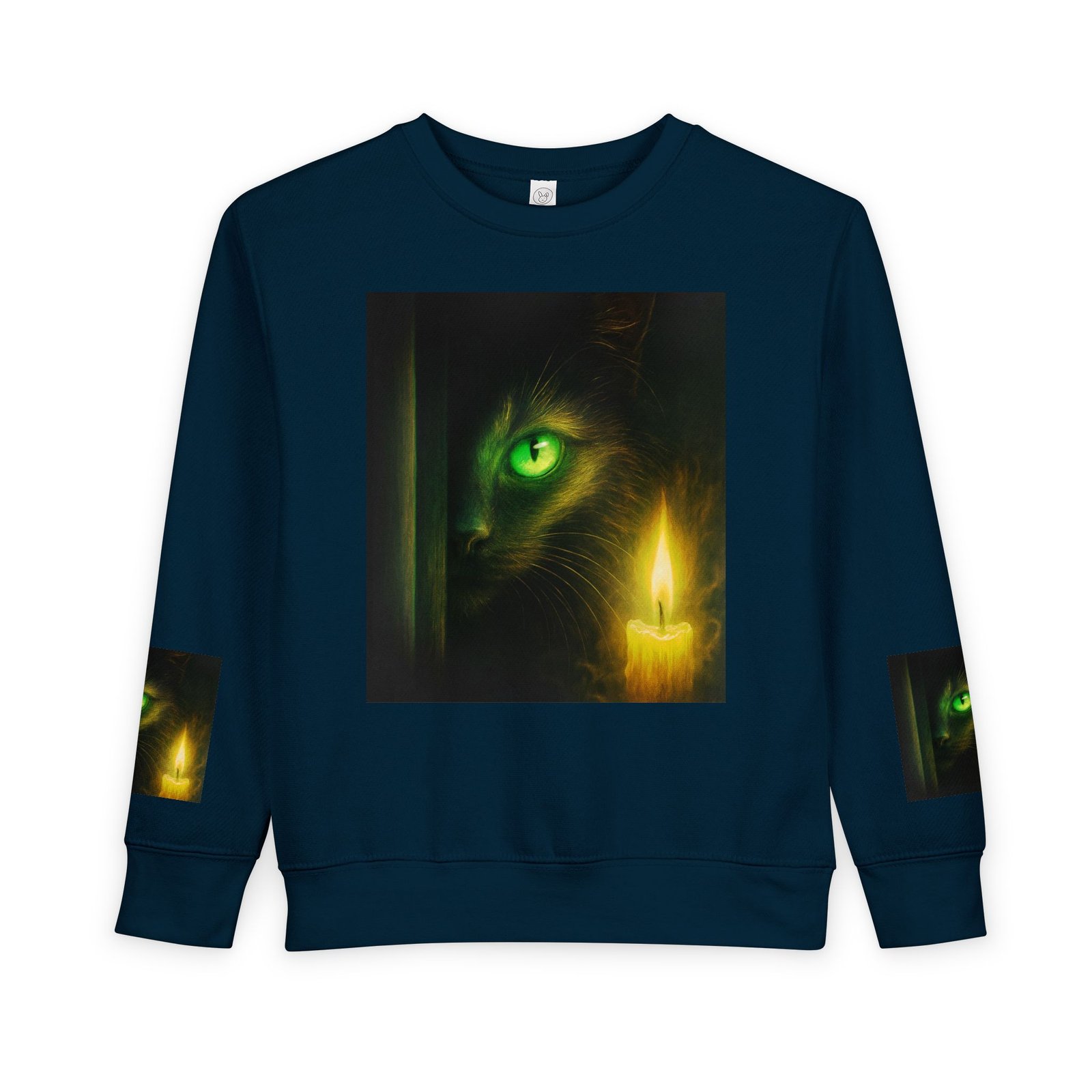 Toddler Sweatshirt - Green-Eyed Cat with Candle & Crown Graphic - Image 21