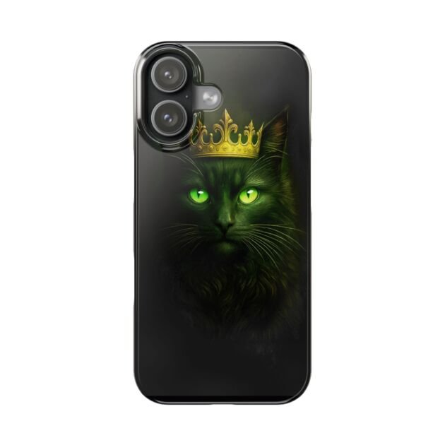 iPhone 17, Pro, Max Case - Regal Black Cat with Crown