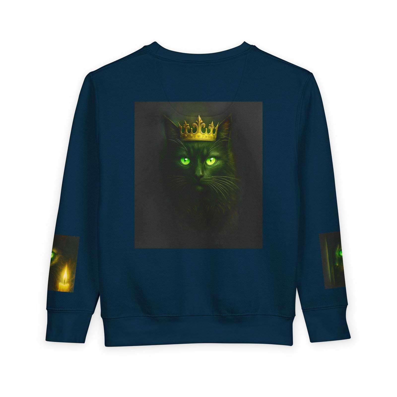 Toddler Sweatshirt - Green-Eyed Cat with Candle & Crown Graphic - Image 22