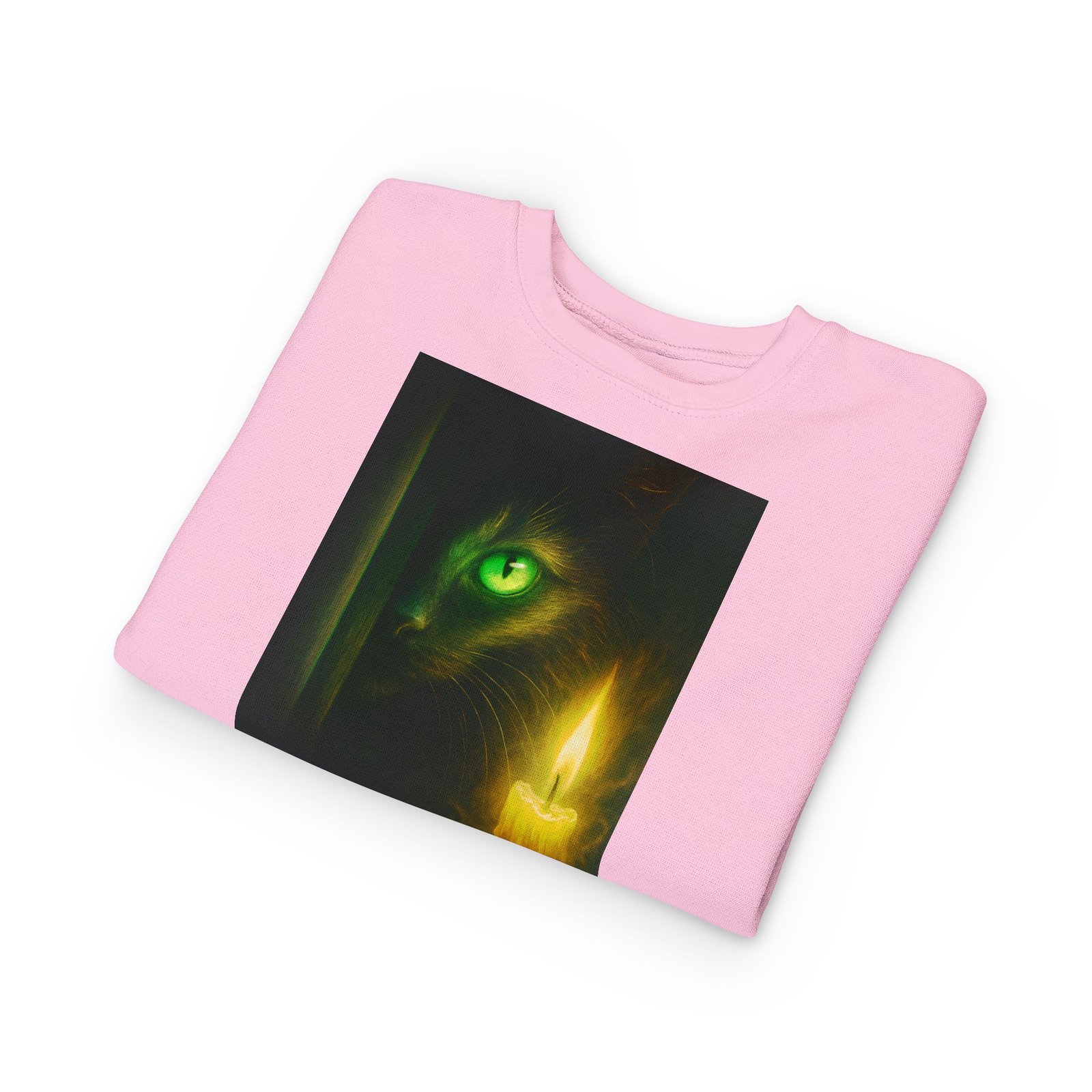 Toddler Sweatshirt - Green-Eyed Cat with Candle & Crown Graphic - Image 27