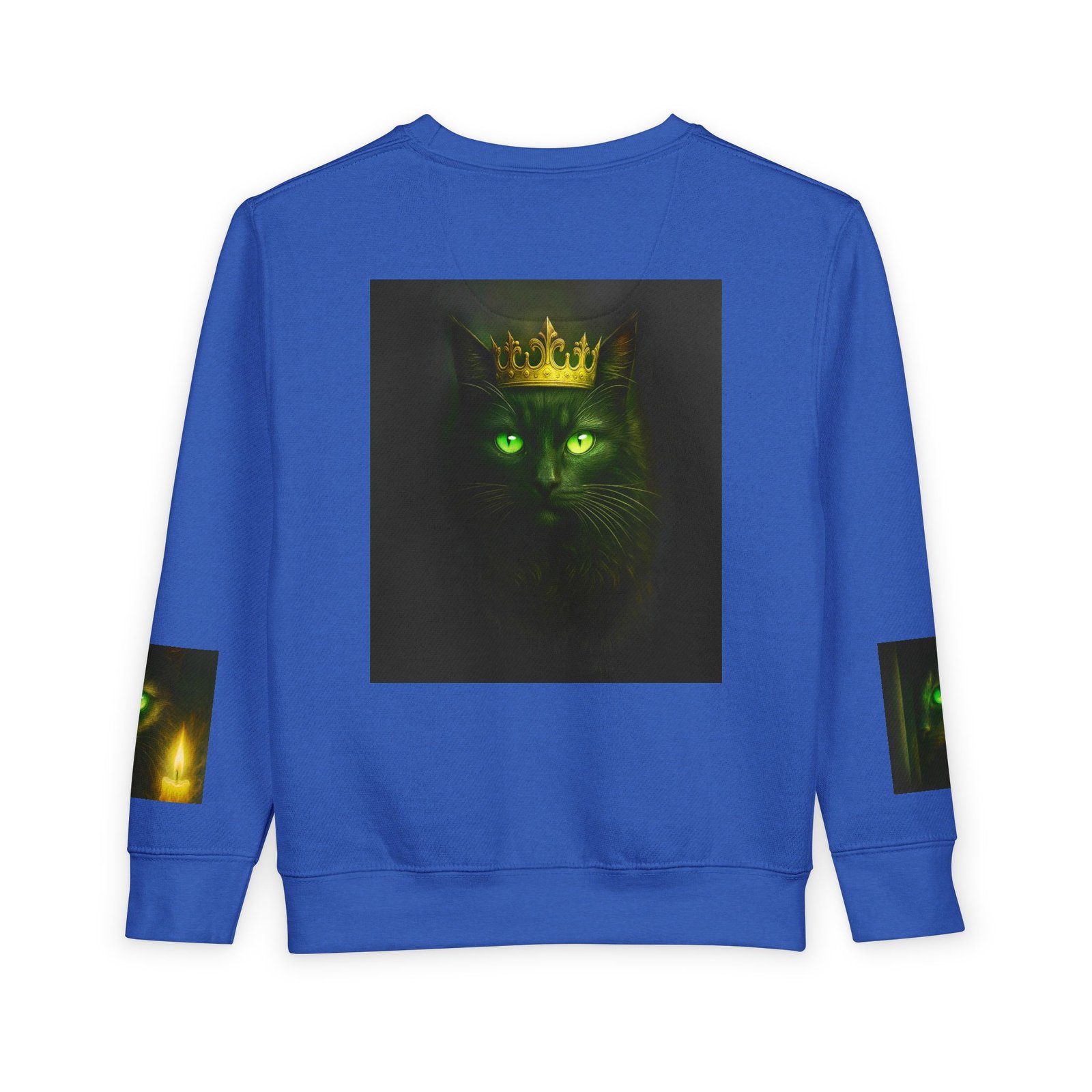 Toddler Sweatshirt - Green-Eyed Cat with Candle & Crown Graphic - Image 14