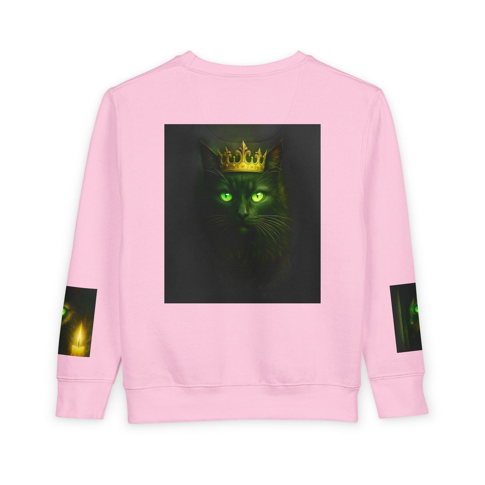 Toddler Sweatshirt - Green-Eyed Cat with Candle & Crown Graphic - Image 26