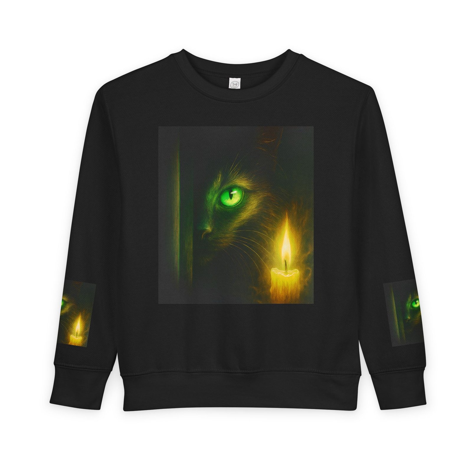 Toddler Sweatshirt - Green-Eyed Cat with Candle & Crown Graphic - Image 17
