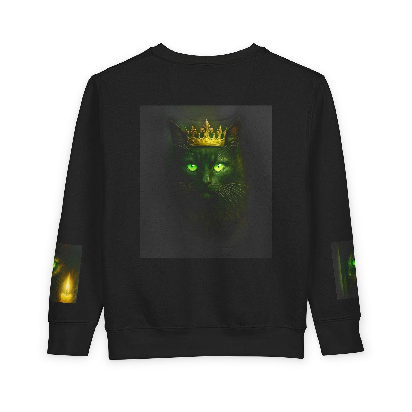 Toddler Sweatshirt - Green-Eyed Cat with Candle & Crown Graphic - Image 18