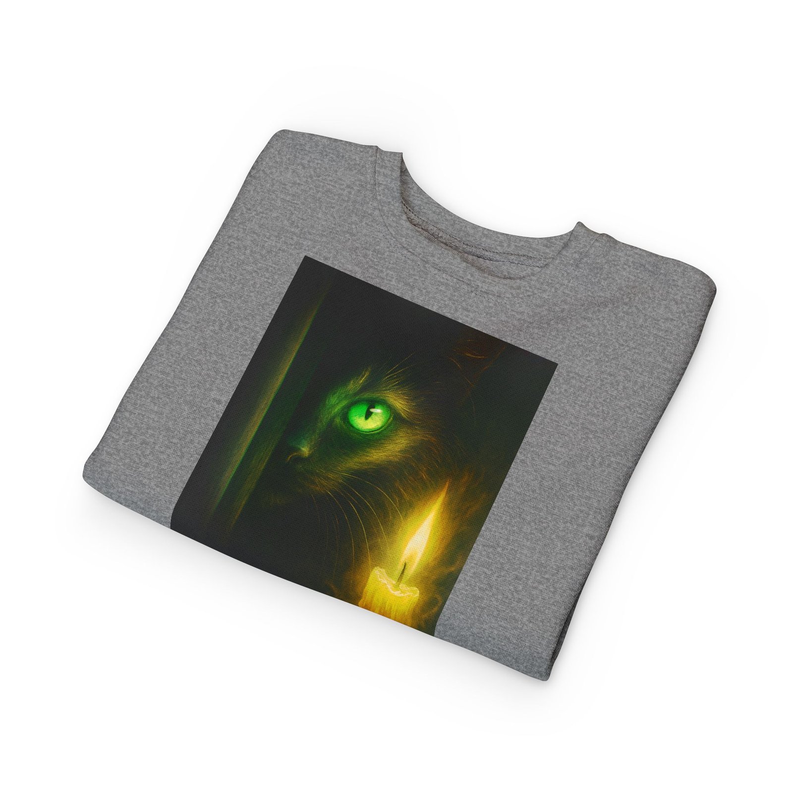 Toddler Sweatshirt - Green-Eyed Cat with Candle & Crown Graphic - Image 11