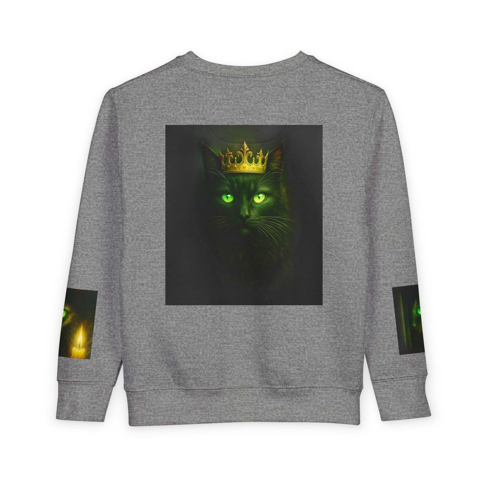 Toddler Sweatshirt - Green-Eyed Cat with Candle & Crown Graphic - Image 10