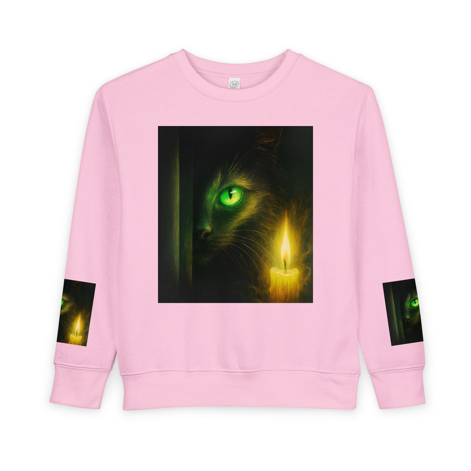 Toddler Sweatshirt - Green-Eyed Cat with Candle & Crown Graphic - Image 25