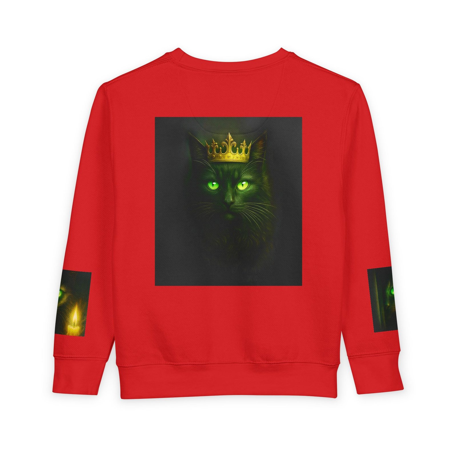 Toddler Sweatshirt - Green-Eyed Cat with Candle & Crown Graphic - Image 30