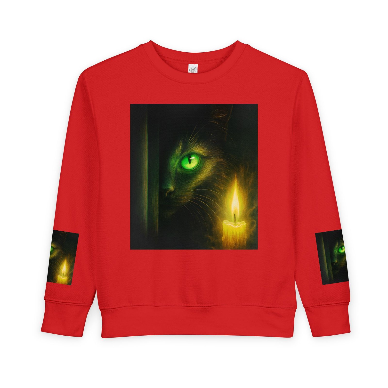 Toddler Sweatshirt - Green-Eyed Cat with Candle & Crown Graphic - Image 29